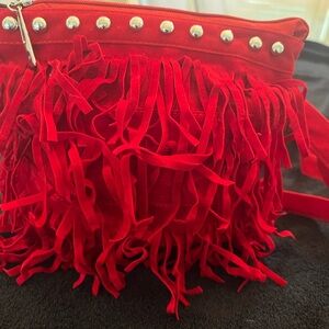 Red Fringe Women's Bag